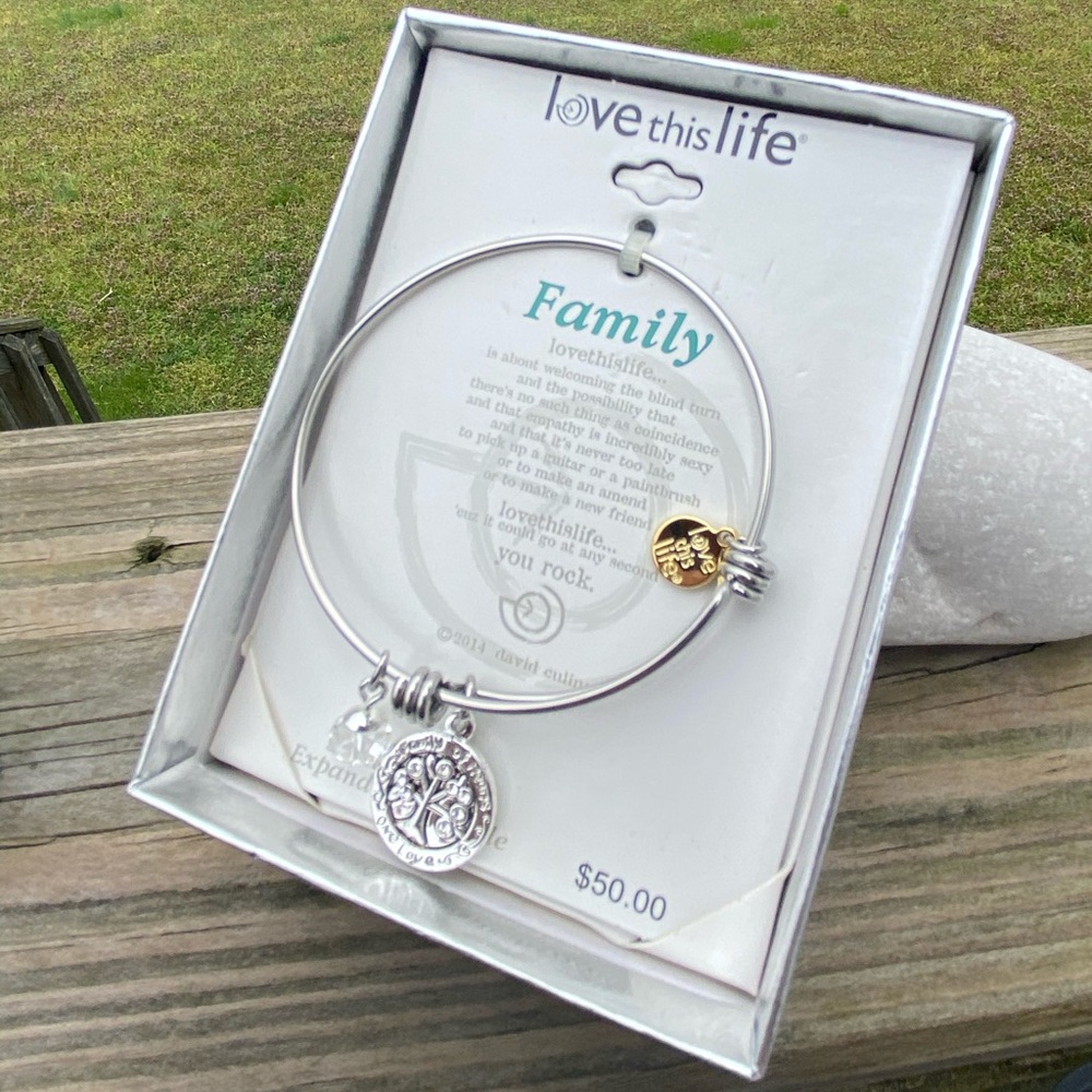 Love this Life Family stainless steel bangle bracelet New in box Tree of Life